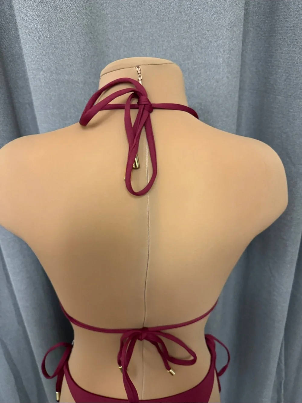Monday Swimwear Wine Red Triangle String Bikini